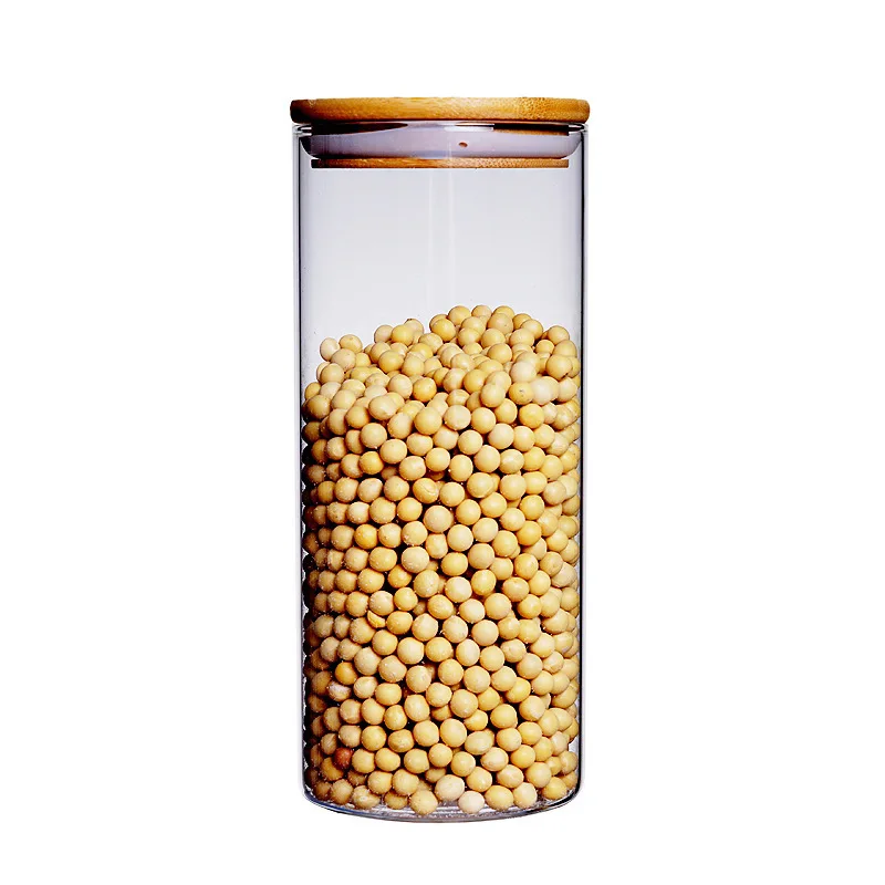 1510ml 1850ml 2900ml 3000ml 3 Liter Locking Bamboo Lids Large Glass Jar Big Food Storage Jars With Metal Clam Bamboo Lids Glass