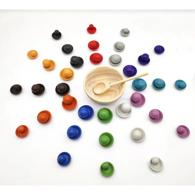 Hot Montessori Rainbow wooden Color Matching Sorting Cups Learning Color Matching Teaching Sets woody baby toys of baby table