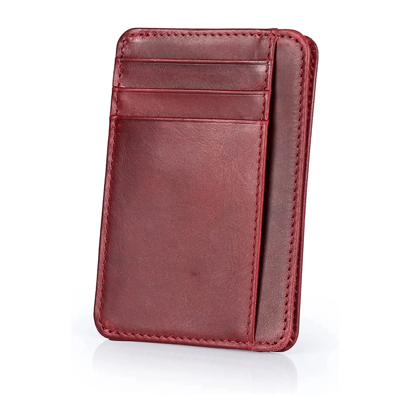 Wholesale Custom Logo Genuine PU Leather Thin Minimalist Front Pocket Wallet Men Purse Rfid Blocking Slim Wallet