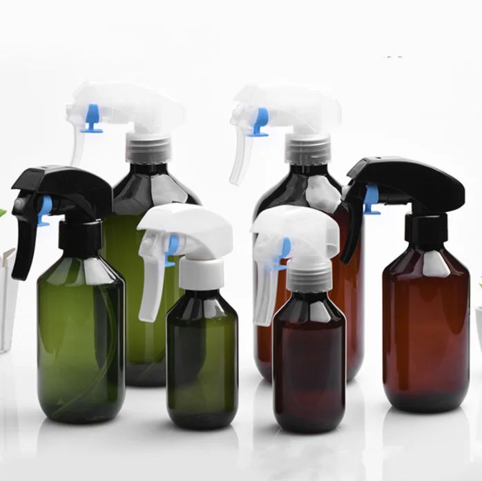 100ml150ml200ml300ml400ml500ml PET plastic amber and green color toner perfume trigger spray bottle for room cleaning hair care