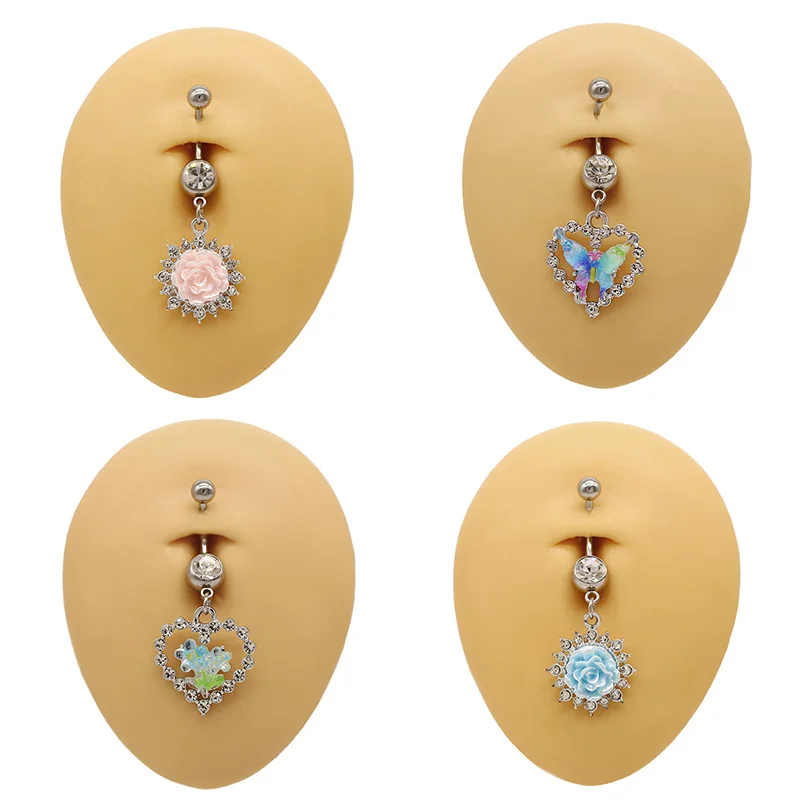 Getta new belly button rings pink flower sexy piercing ring wholesale fashion jewelry body piercing for women