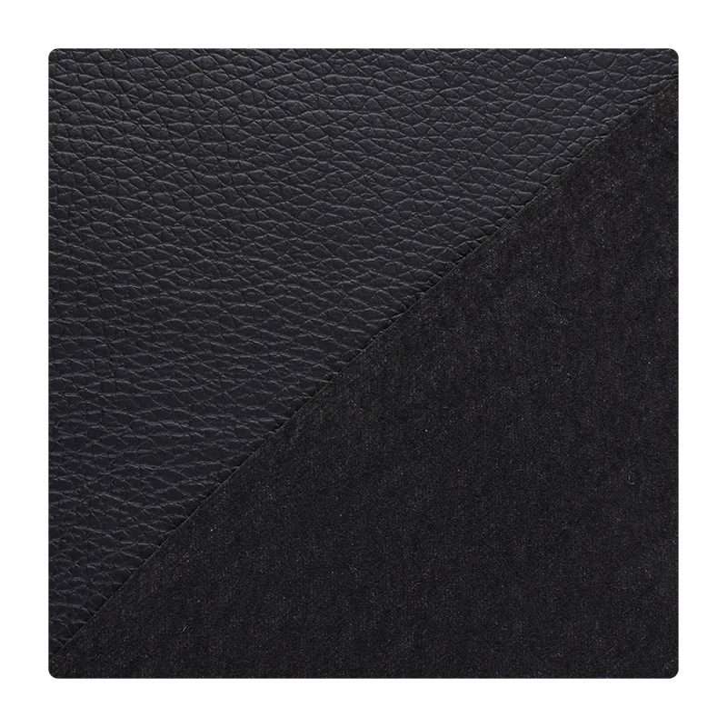 New in 2024 0.9mm Black Fur Bottom DE90 Lychee Pattern Single Car Seat Cushion Placemat Upper Handbag Artificial PVC Leather