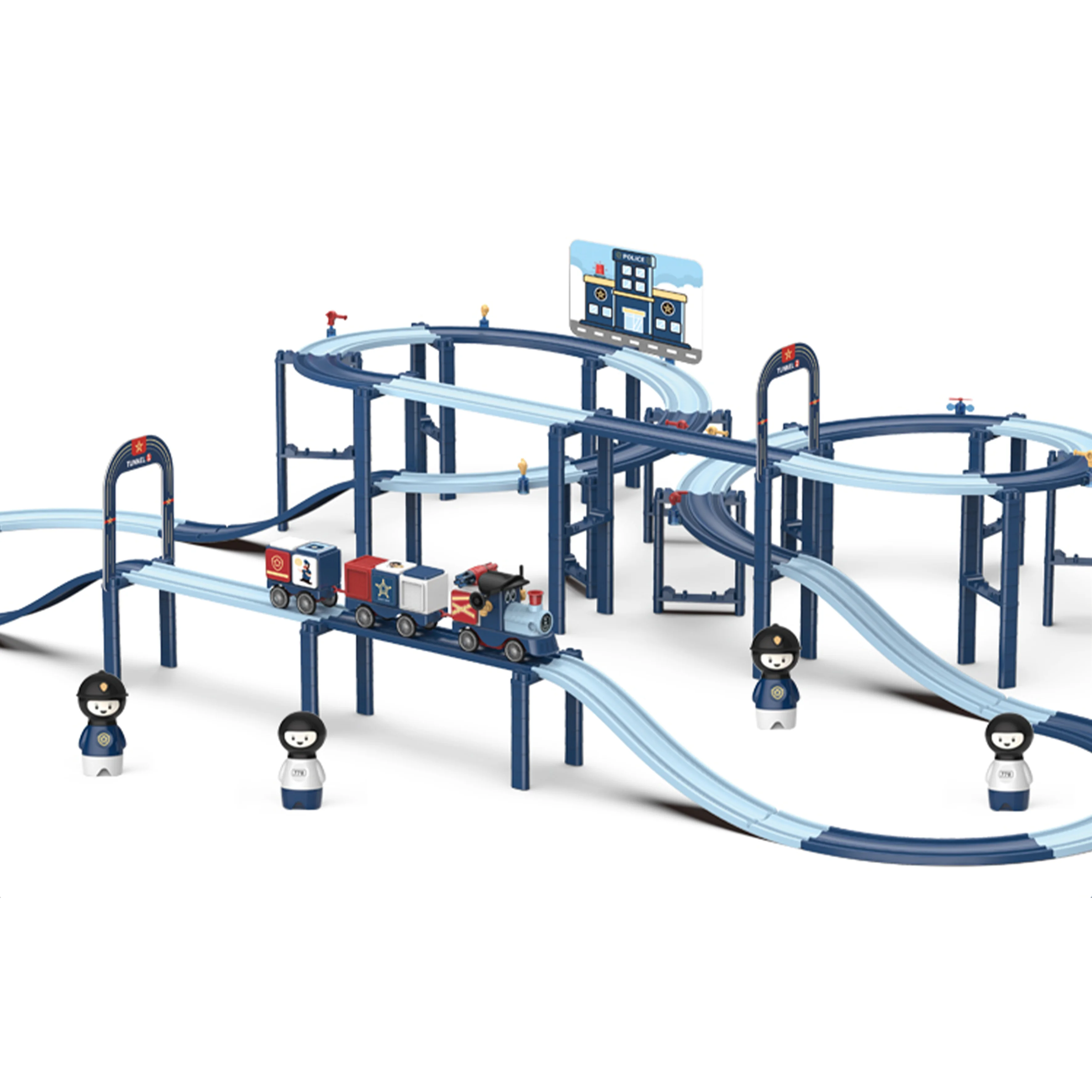 Игрушечный поезд на тему полиции Sachikoo, 421 шт., Жесткий уровень, свободный матч, для помещений и улицы, подарок на день рождения, Рождество, игрушечный поезд для детей старше 3 лет