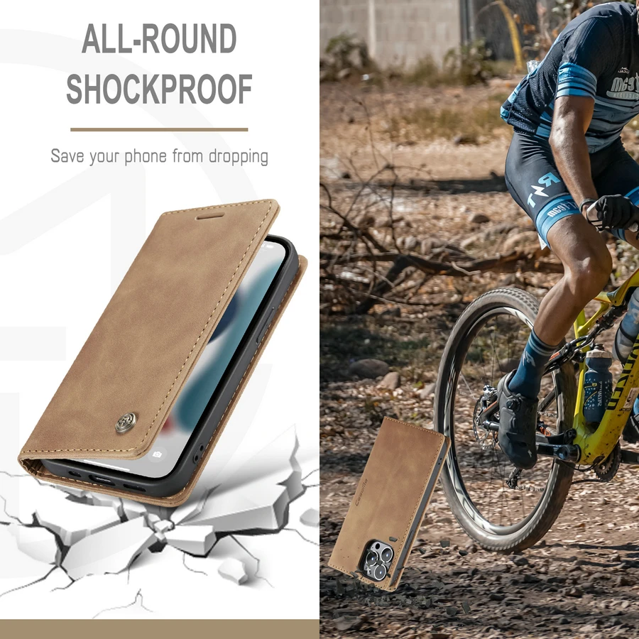 Mobile Phone Bags & Cases CaseMe Magnetic for iPhone 13 Classic Retro Wallet Leather pro / max Double Flip Cards CoverMobile P