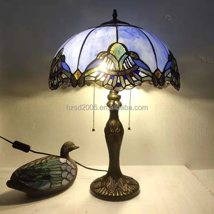 Living Room Bed Room Coffee House Hand-crafted Hot Bending Tiffany Antique  Stained Art Glass Table lamp 16'