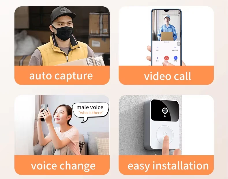 Night Vision Smart Security Door Bell Camera Wifi Video Doorbell Wireless With Monitor