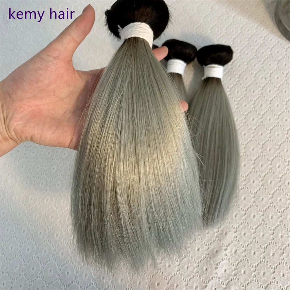 Virgin Cuticle Aligned Bundles With Closure Silver Colored High Quality Hair Vendors Wholesale Raw Brazilian Hair Weave