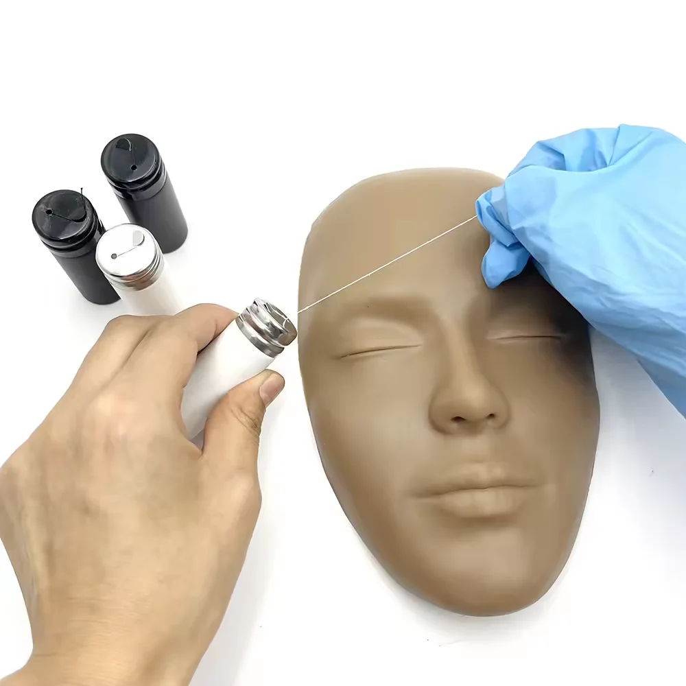 Black Eyebrow Mapping Thread High Pigmented Pre-Inked Tattoo String All Skin Colors for Permanent Makeup Accessories Glass Jar