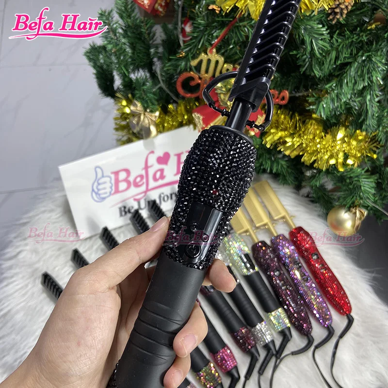 High Temperature Resistant Multi-purpose Hot Comb with Rhinestone Hot Comb Straightener Electric Hair Straightener