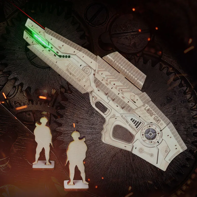 Hot Selling Beaverlab DIY Laser  3D Wooden Crafts Puzzles Jigsaw Large War Shoot Toy Gun Kid Adults
