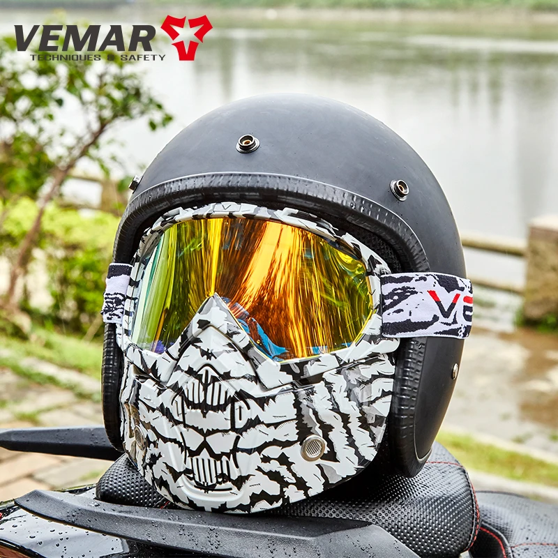 Motorcycle Goggles Outdoor Sports Ski  Riding Retro Face Mask Protective Glasses