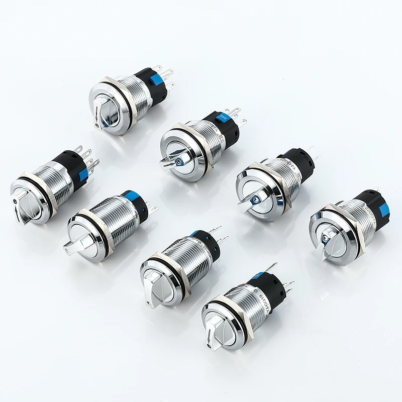 22mm steel dustproof rotary 12v 24v light switch 2/3 positions pin push button switch