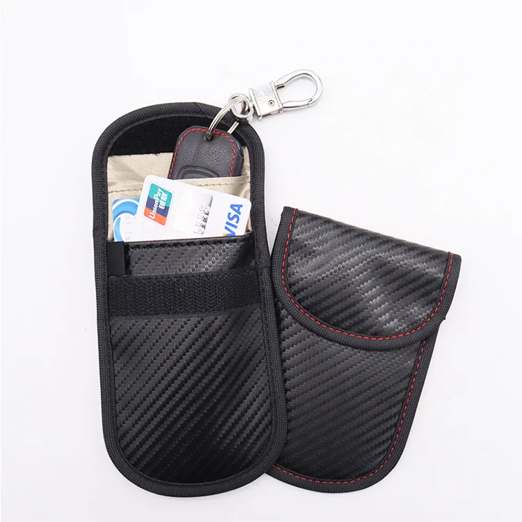 Leather PU Material Key Fob Holder RFID Blocking Case Car Key Signal Block Cover for WIFI/GSM/LTE/NFC/RF Blocked Faraday Pouch