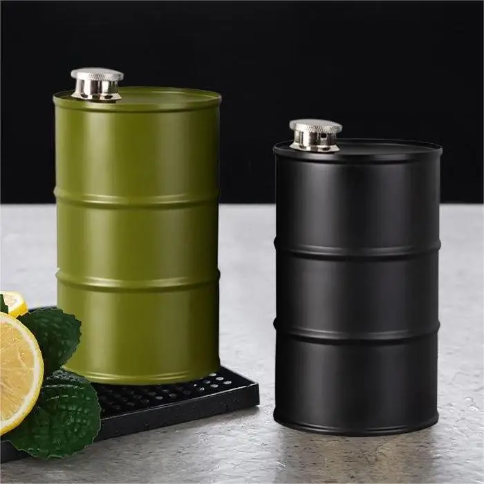 750ml Barrel Wine Pot Stainless Steel Mini Hip Flask Sake Cup Cylindrical Portable for Travel for Outdoor Camping Mens Gift