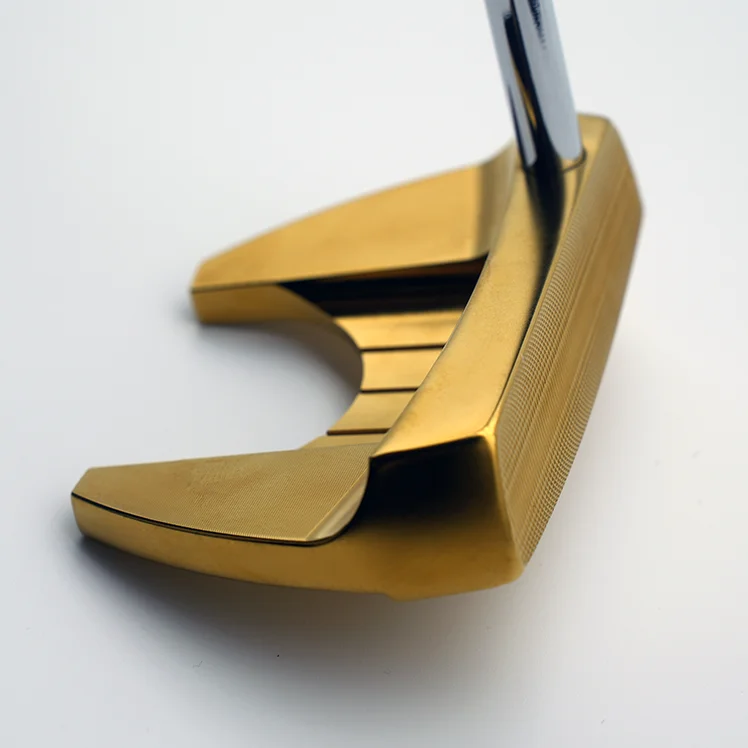 Custom logo Forged CNC Wide mallet  type golden Golf Putter Head