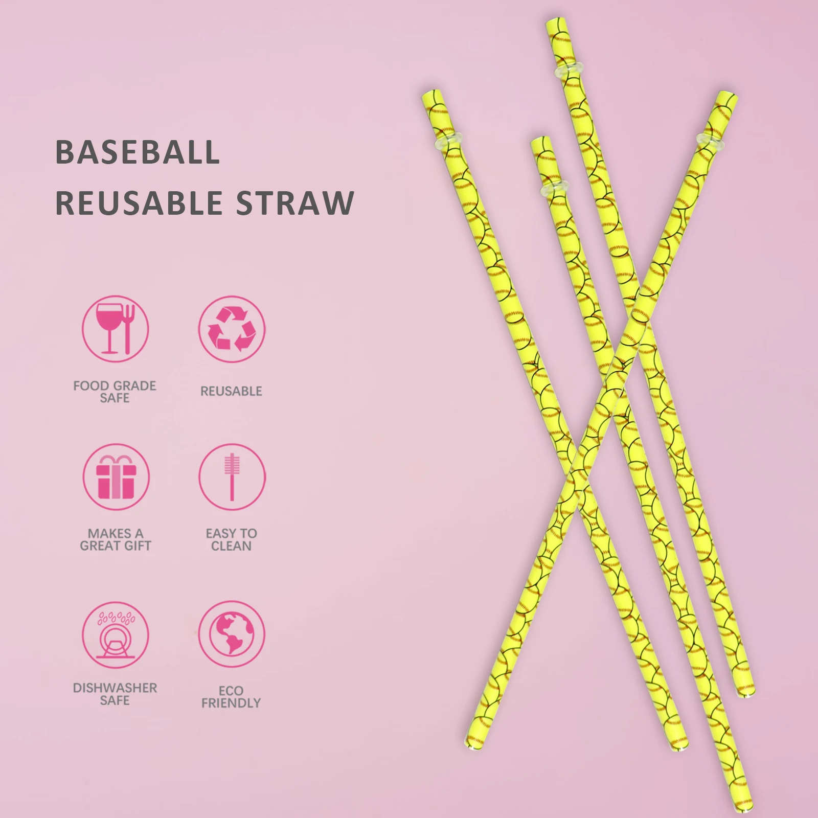 Swig Sip Reusable Drinking Straws - Set of 6 Plastic Straws +Cleaning Brush,12 inch Long Fits 12oz Cups,20oz 30oz Tumblers