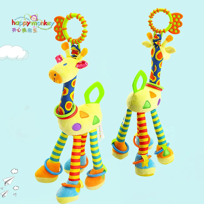 Stroller pendant toy baby giraffe bed bell plush educational comfort toy