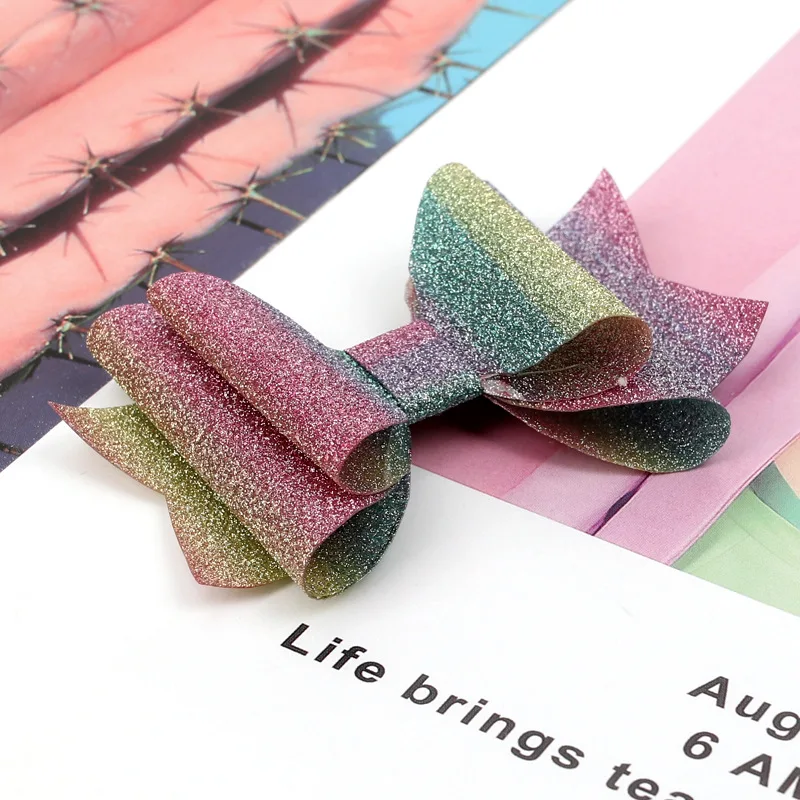 
3 inch Hot sale New Rainbow Princess Hairgrips Glitter Hair Bows with Clip Dance Party Bow Hair Clip Girls Hair Accessories 