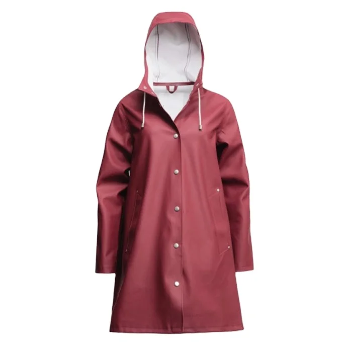 OEM ODM lightweight hooded PU jacket rain waterproof raincoat outdoor men lady women trench coat women