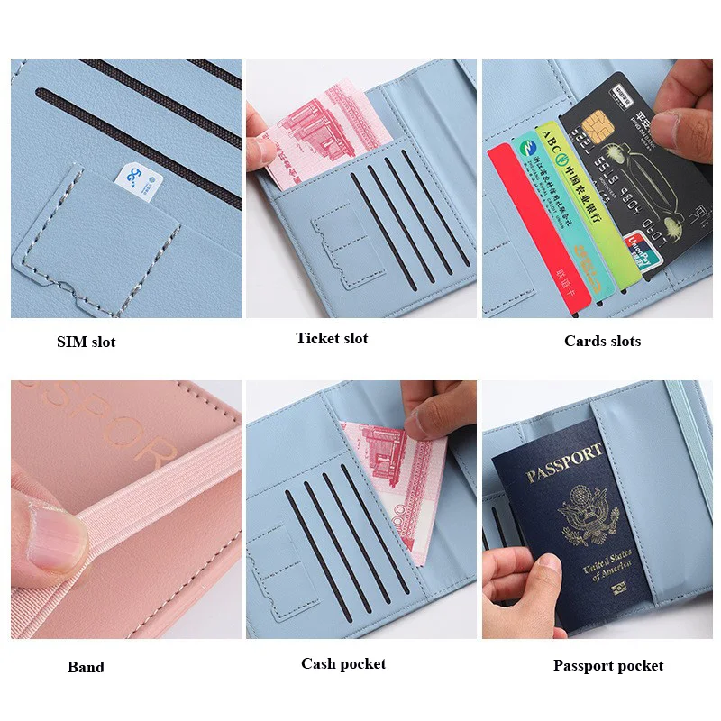 Family PU leather low price designer  wholesale 2 fold passport cover RFID blocking  best travel wallet passport holder