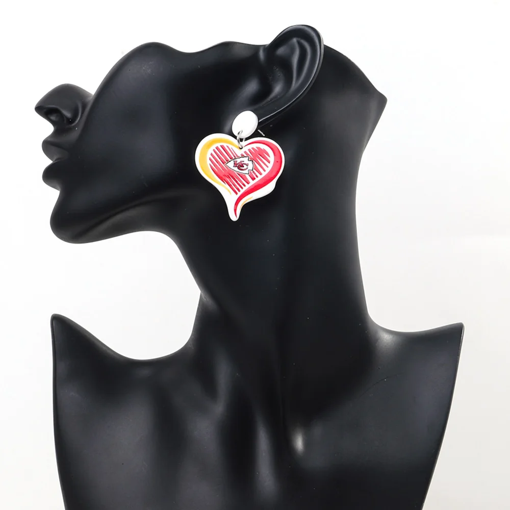 Wholesale Popular EU Rugby Shield Badge Team Fans Geometric Round Star Heart Eagle Hiphop Personality Acrylic Drop Earrings