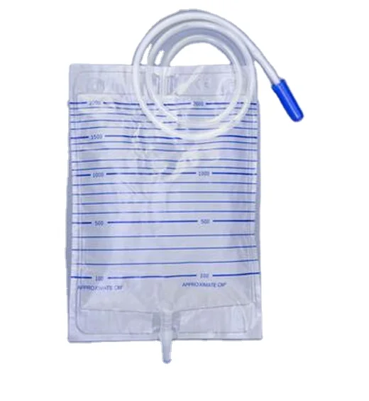 Disposable 2000 ml CE/ISO drainage cross valve urine bag with T tap outlet valve