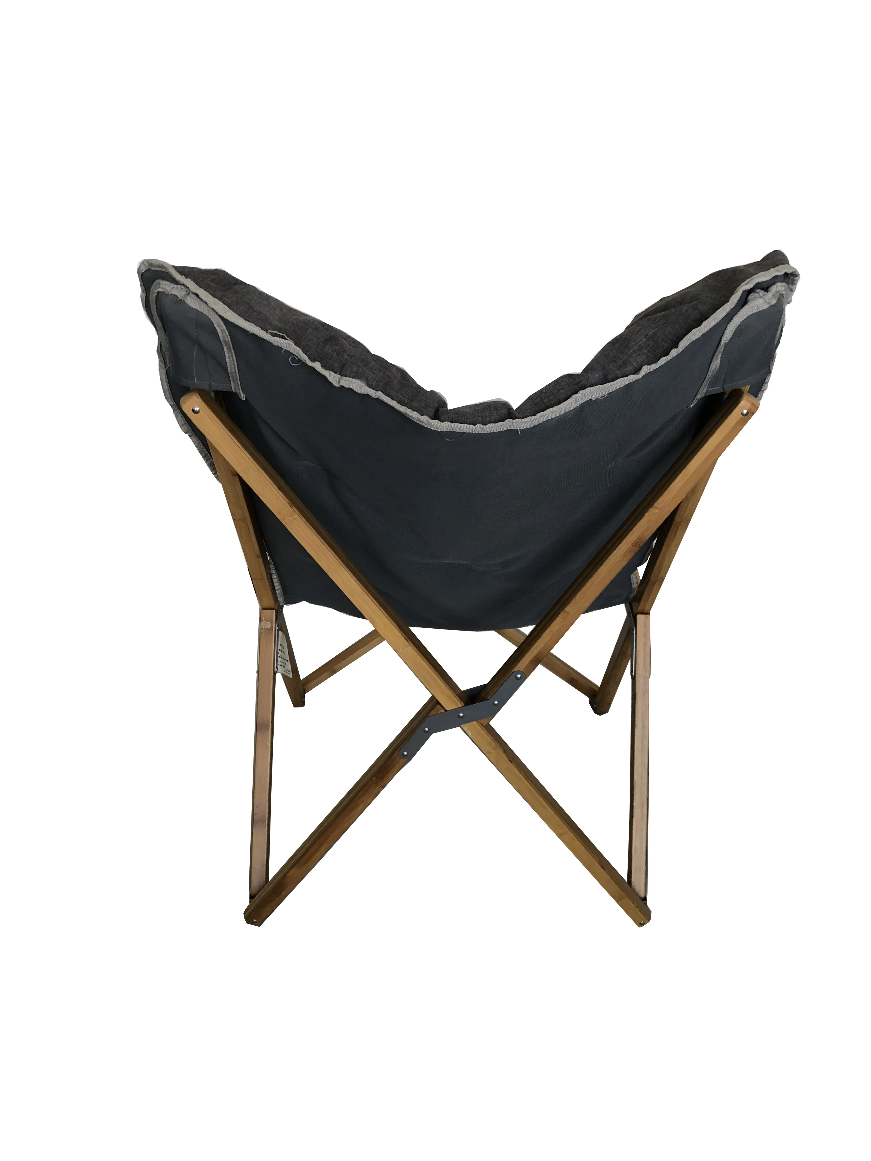 
foldable natural bamboo frame big boy sponge padded detachable cushion butterfly moon camping folding chair heavy duty fabric 