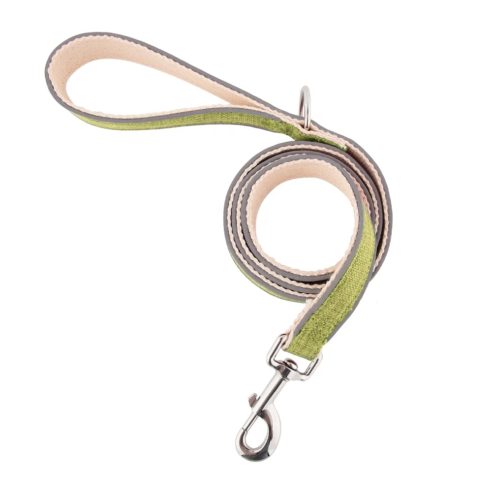 Factory Hot Sales Eco-Friendly Hemp Dog Leash Night Safety Reflector Strip Pure Cotton Pet Dog Leash