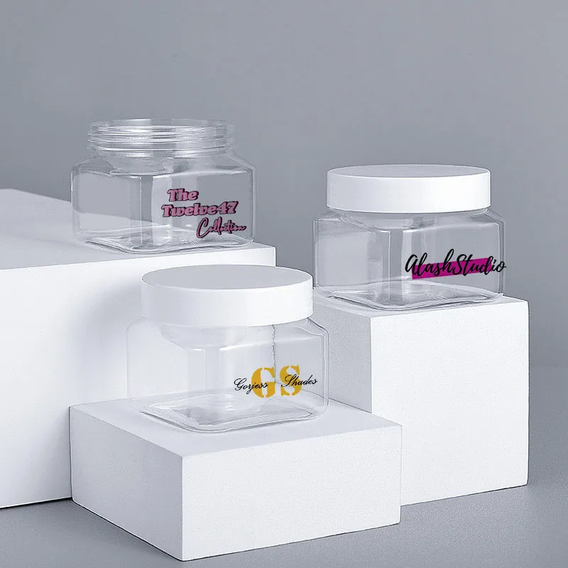 68 teeth 150g transparent square wide mouth bottle PET plastic container source factory can be customized LOGO