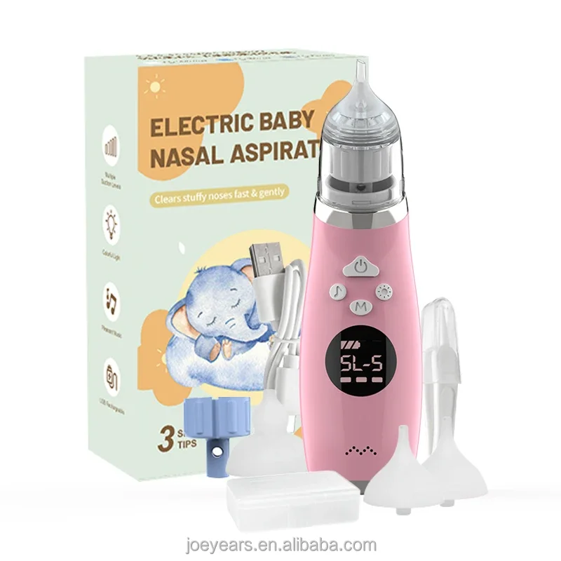Electric Nose Aspirator 5 Adjustable Gears Light and Soothing Food Grade BPA Free Silicone Baby Nasal Aspirator With Music