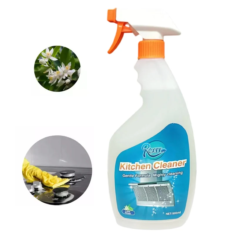 Factory Wholesale Remove Stain Heavy Oil Stain Transparent Bottle Packaging Kitchen Cleaner Products Kitchen Oil Cleaner
