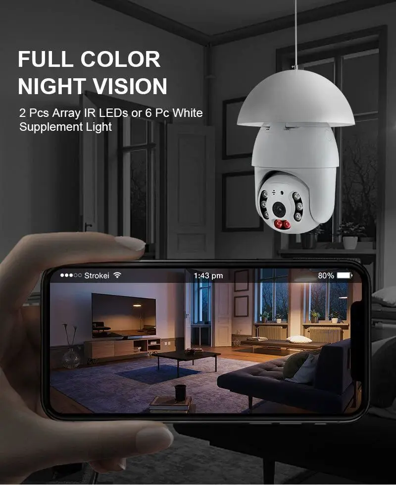 2022 Новая легкая камера 3MP / 5MP FHD Wi-Fi Умный дом CCTV полноцветное ночное видение 3 6 мм объектив