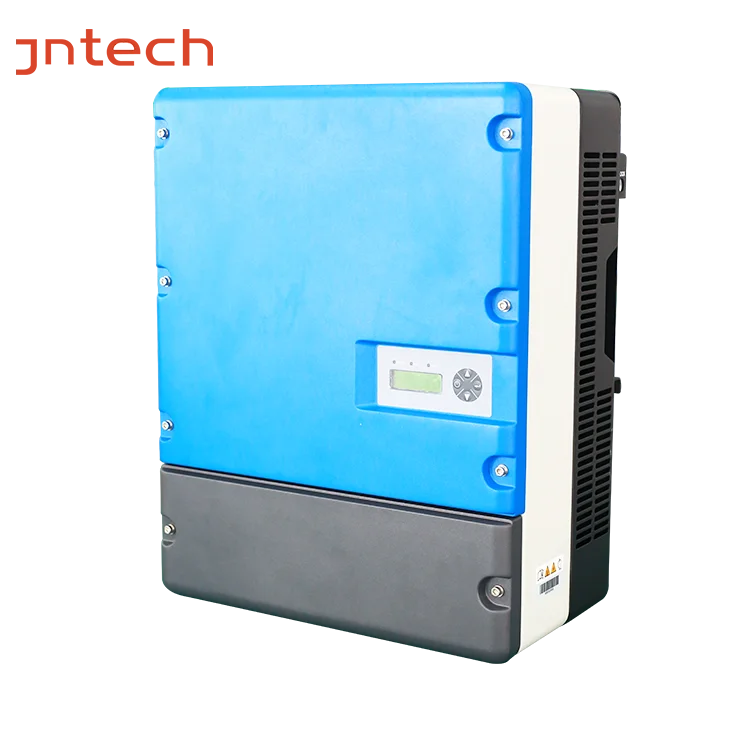 Jntech MPPT Vfd 5 5kw  Hybrid Solar Pump Inverter Three Phase Ip65 Blue OEM Tank Sensor Parts Program Color Support Output