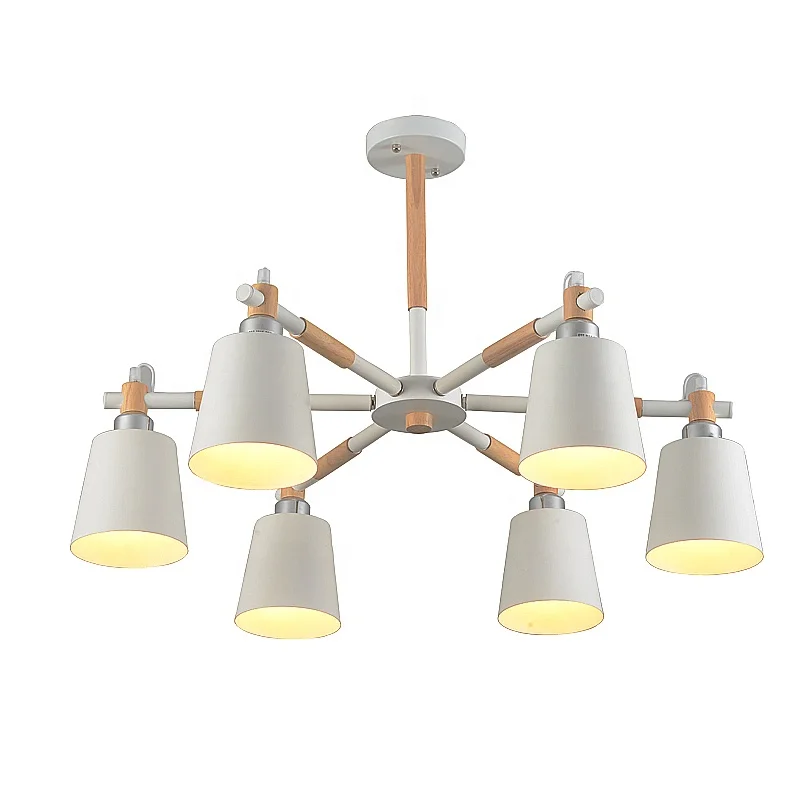 White black 3 6 8 heads hotel bar restaurant bedroom living room dinning room modern nordic wooden chandelier