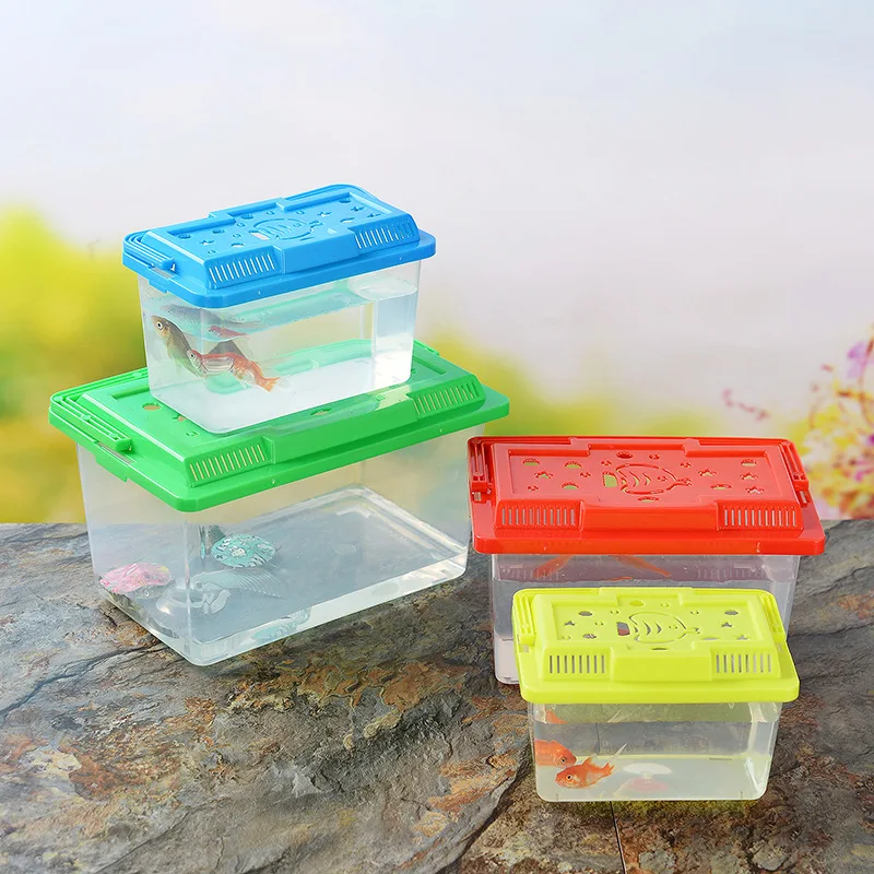 Wholesale Large Medium And Small Portable Plastic Fish Tank Transparent Turtle Tank Reptile Pet Feeding Transport Box Aquarium