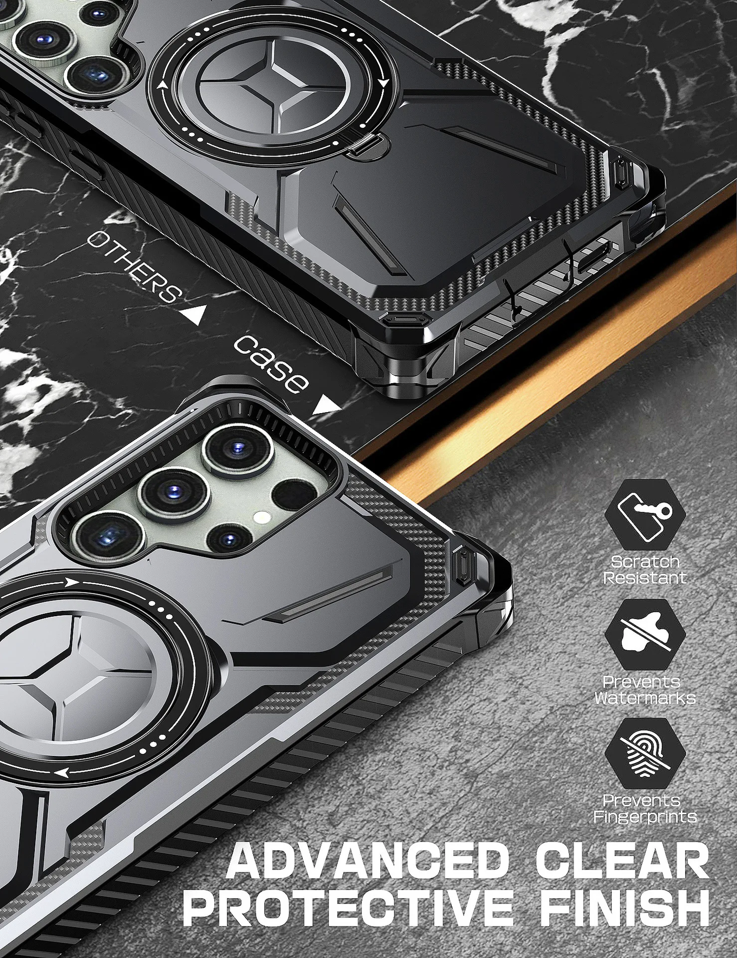 Yapears 2023 Soft TPU PC Phone Case Cover For galaxy S23 Ultra Back Cover Support Wireless Charging With Built-in Kickstand