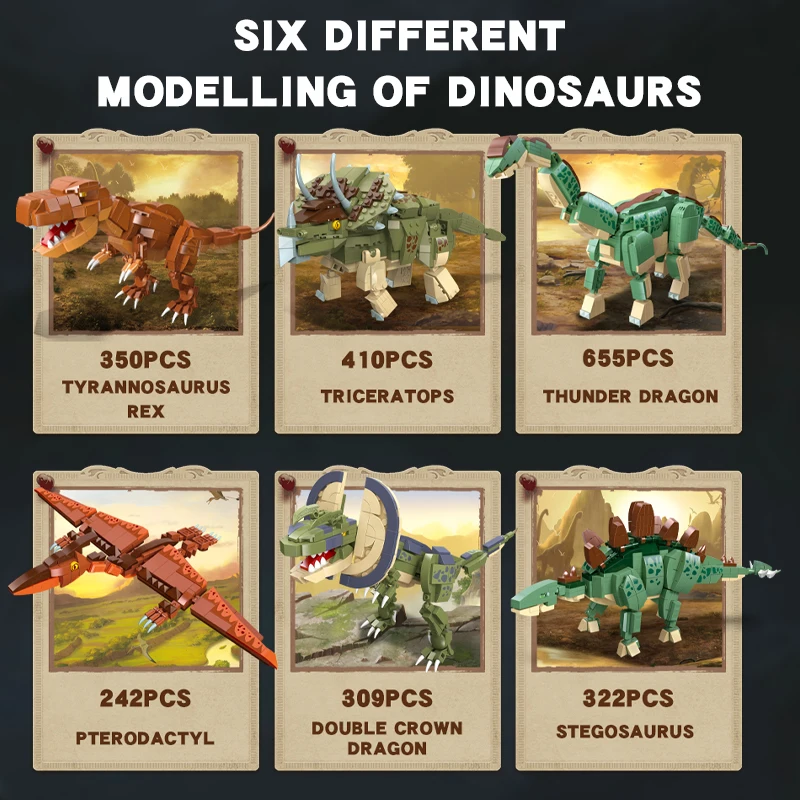 educational dino world dinosaur model building block set children gift set diy plastic dinosaur toy