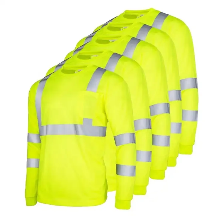 HCSP safety shirt work wear fluorescent yellow Construction engineer Safety Long Sleeve Hi Vis shirts