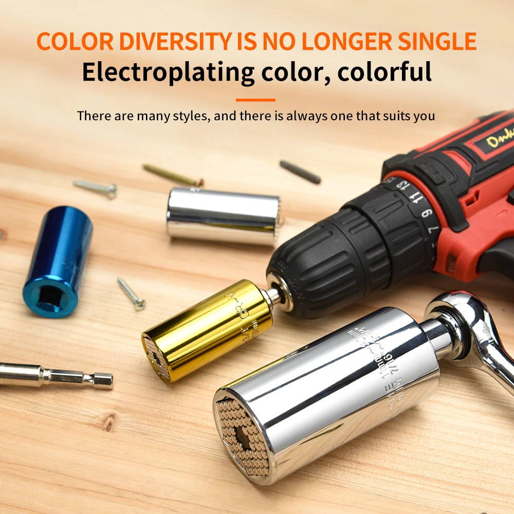 Universal Socket Grip (7-19mm) Multi-Function Ratchet Wrench Power Drill Adapter Ratchet Sleeve for Power Drill Tools Adapter