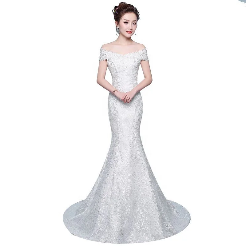 Classic Half Sleeve Court Train Lace Up Mermaid Dress Luxury Lace Wedding Dress Plus Size Bridal Dress