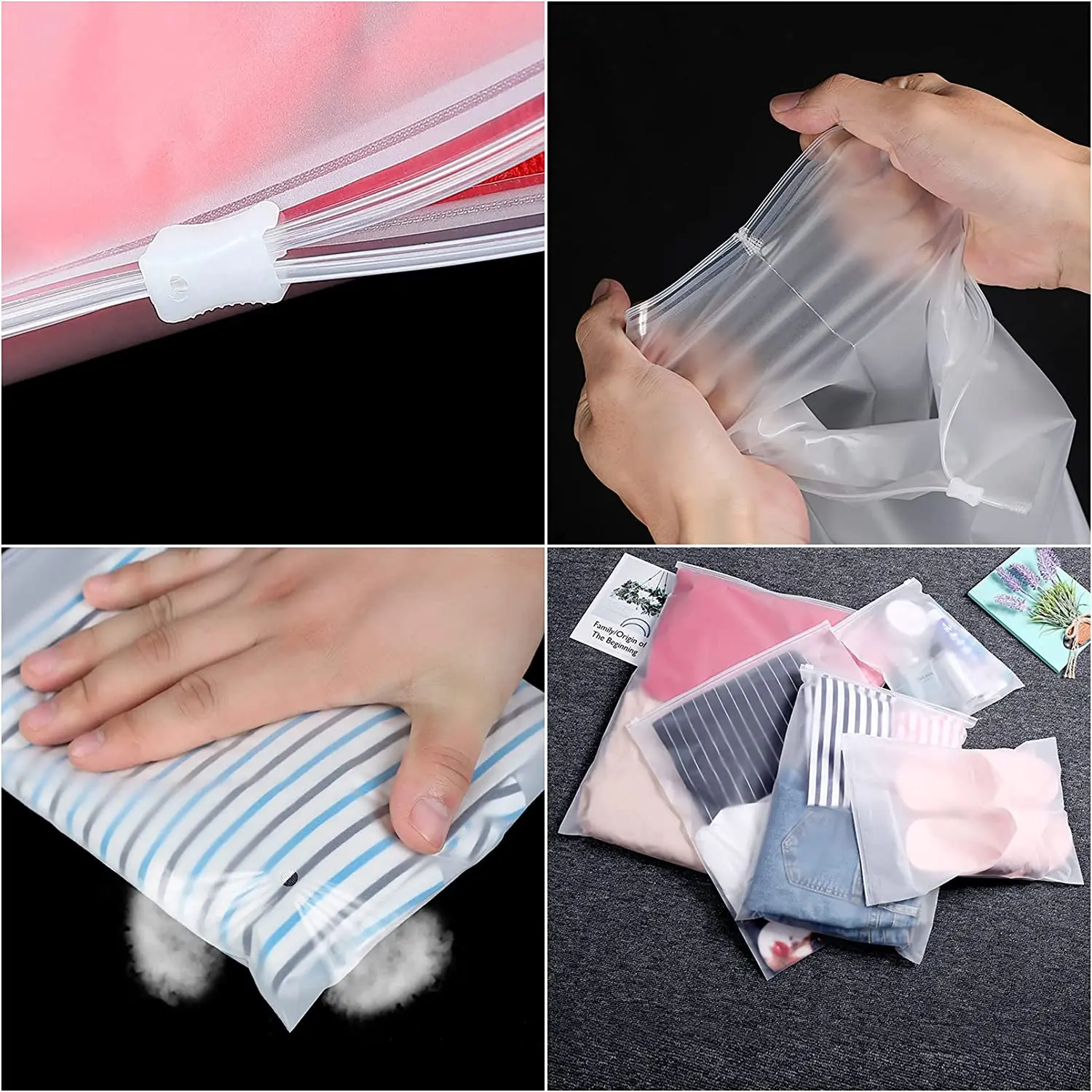 CTCX Small Zip Lock Bag Clothes Packing Matte Ziplock Poly Bag Zipper Custom Frosted Zipper Plastic Packaging Bags For Clothes