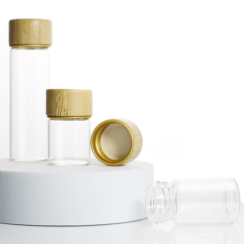 High Quality Airtight Portable Taking Away Glass Jars Storage Jar With Lid Mini Glass Food Storage Canister With Bamboo Lid