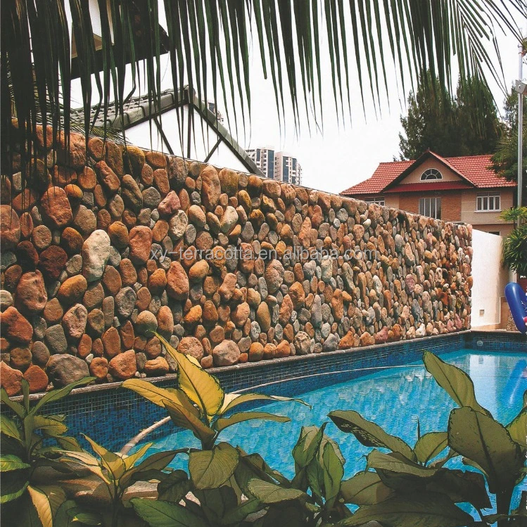 rough Yellow Pebble Landscaping River Rock swimming pool