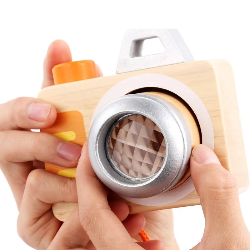 Fun Bee Eye Polyprism Kaleidoscope Baby Holiday Gift Cartoon Kaleidoscope Wooden Camera Toys for Kids