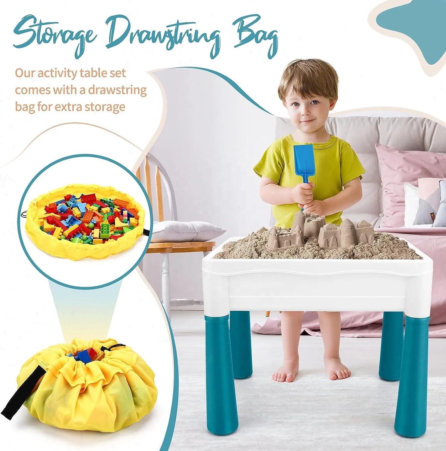 Toddlers Table and Chair Set Kids Activity Table Set Double Sided Multi Play Sand Water Table Toys for Children