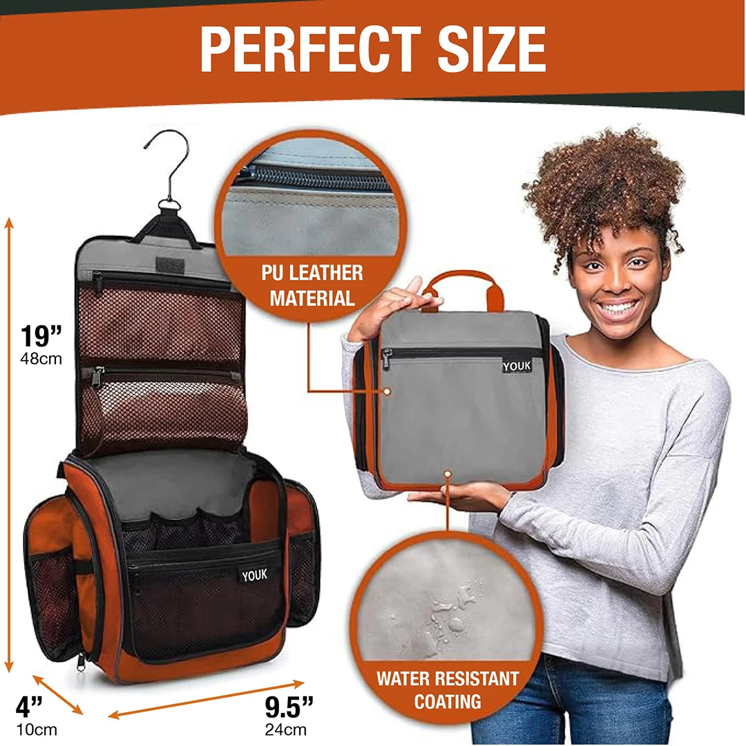 Custom Large Cosmetics Makeup Toiletries Organizer Kit Hanging Travel Toiletry Bag Set for Men Women Nylon Case Zipper Closure