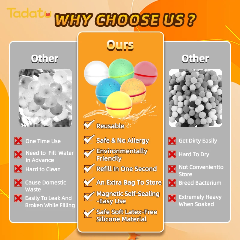 Wholesale Kids Summer Toys Rapid Filling Self Sealing Splash Water Bombs Silicone Reusable Magnetic Refillable Water Balloons