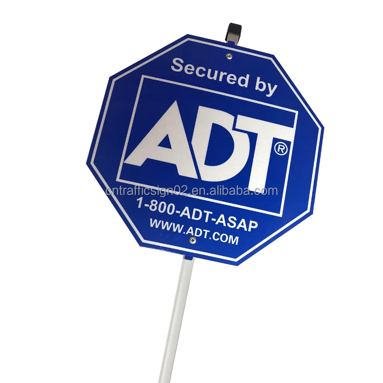 Factory Direct Customized Security Warning ADT Safety Signs With Aluminum Stake/Pole Easy to Assemble Reflective Security Signs
