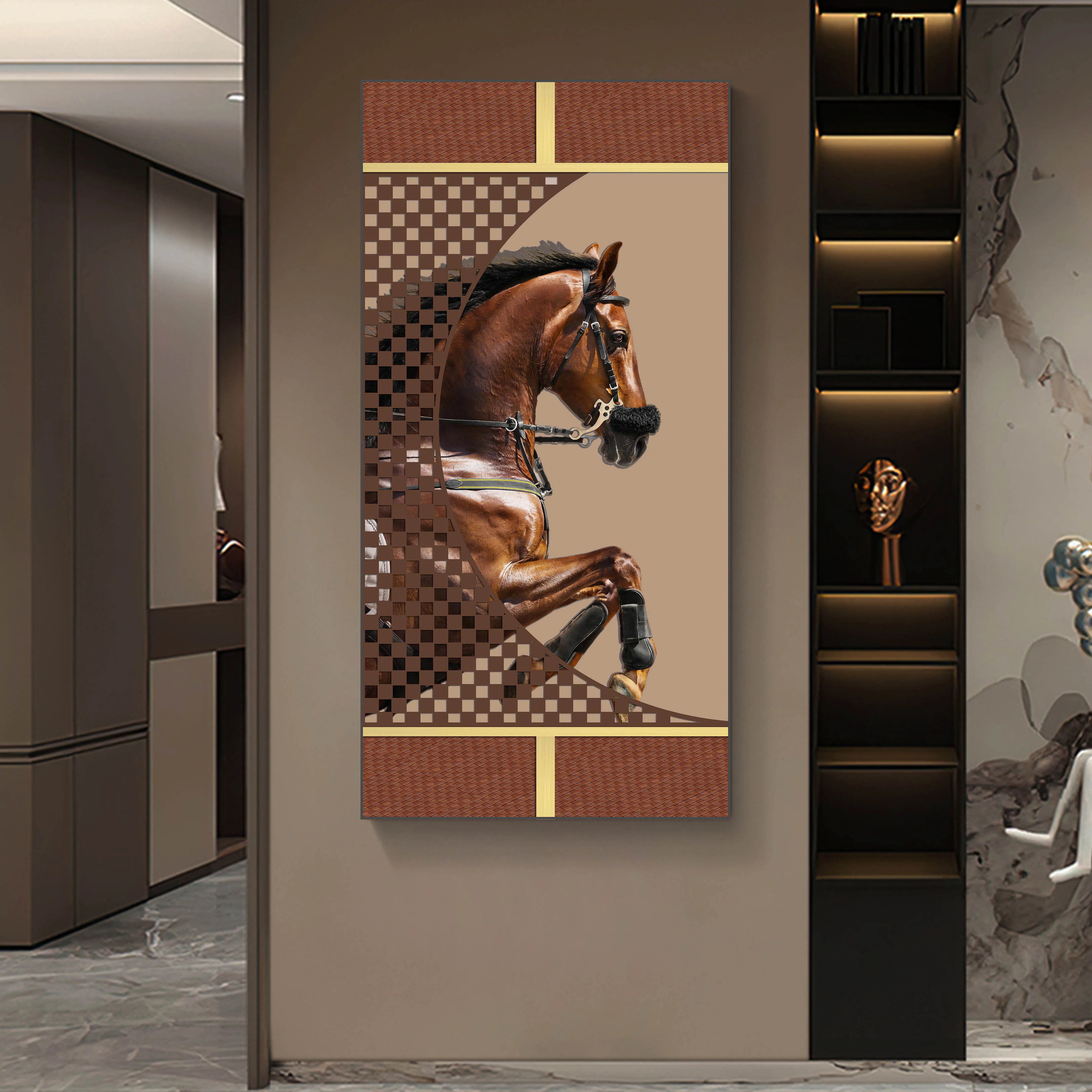 Custom High Quality Horse Wall Art Framed Wall Arts Hotel Hanging Paintings Simple Modern Decorative Painting