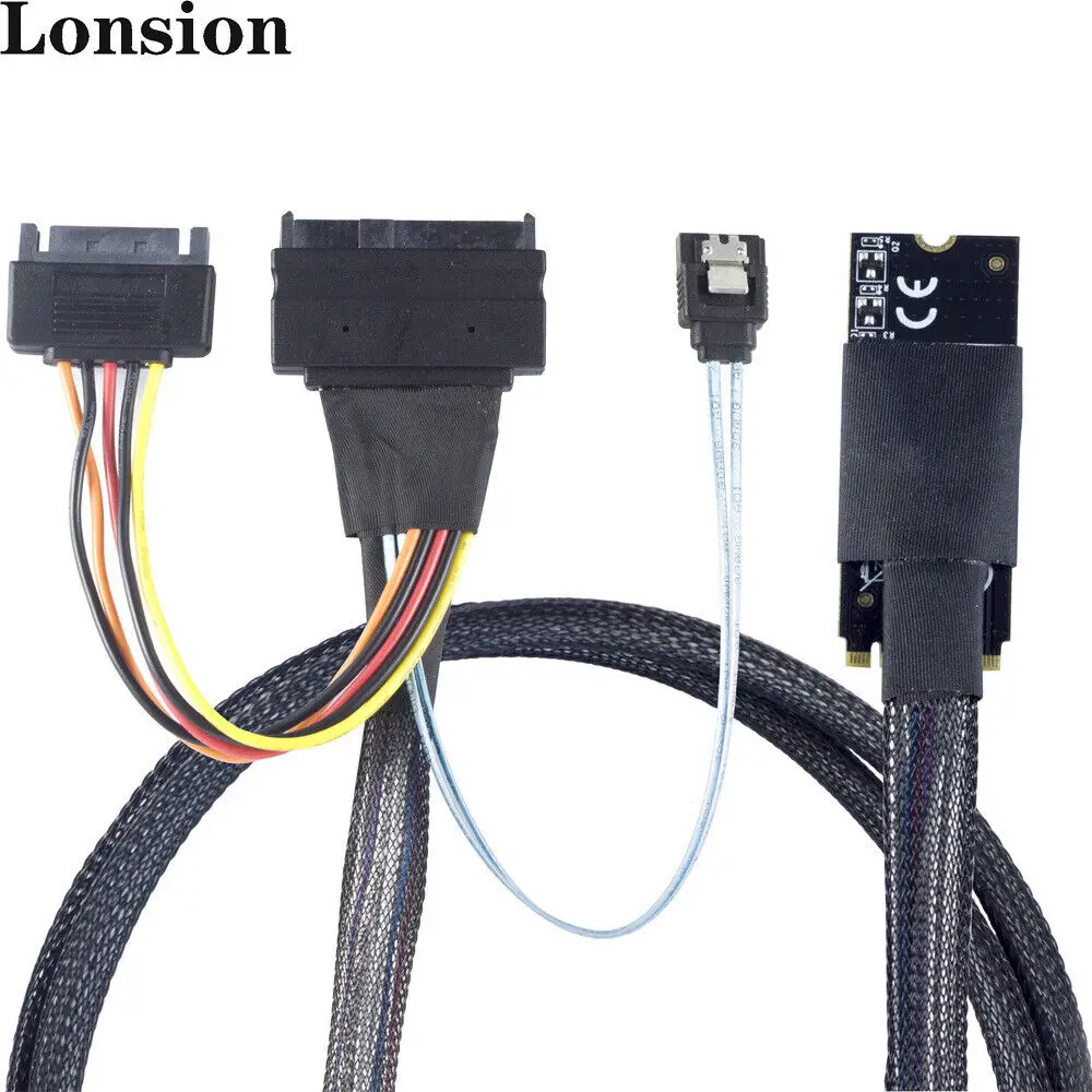 M. 2 SFF-8643 to U.2 SAS SFF-8639 with SATA 15P and 7P Server Adapter Cable
